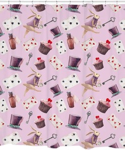 Alice in Wonderland Rabbit Shower Curtain Printed in USA 