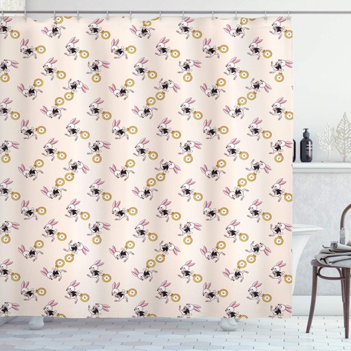 Alice in Wonderland White Rabbit Cartoon Shower Curtain, Fantasy Bathroom Decor