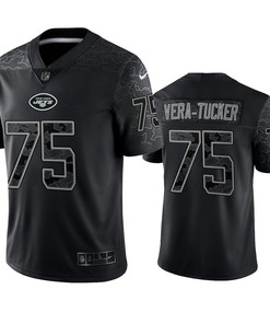 Alijah Vera-Tucker 75 New York Jets Black Reflective Limited Jersey - Men