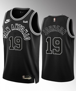 Alize Johnson 19 2022-23 San Antonio Spurs Black Classic Edition Jersey Swingman