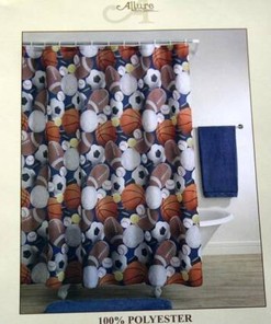 All Sports Theme Fabric Shower Curtain for Kids Bathroom