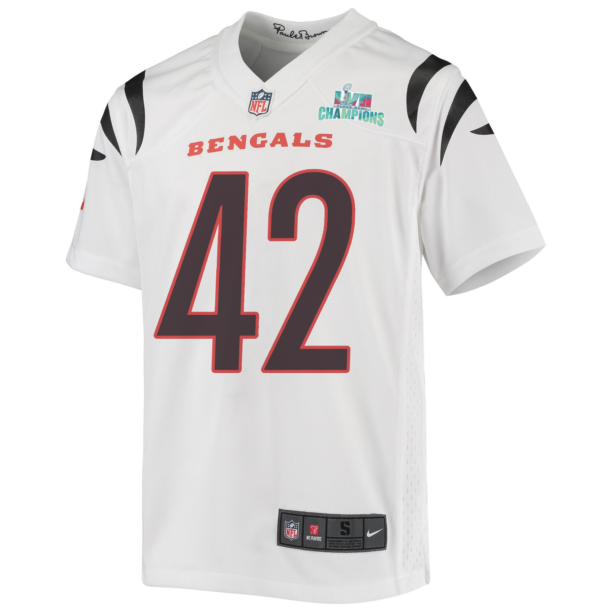 Allan George 42 Cincinnati Bengals Super Bowl LVII Champions Youth Game Jersey - White