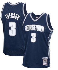 Allen Iverson Georgetown Hoyas Mitchell And Ness 1995 96 Swingman Replica Jersey Navy Ncaa