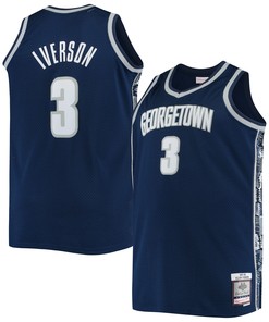Allen Iverson Georgetown Hoyas Mitchell And Ness Big And Tall 1995 96 Replica Player Jersey Navy Ncaa