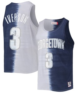 Allen Iverson Georgetown Hoyas Mitchell & Ness Name & Number Tie-dye Tank Top - Gray/navy Ncaa