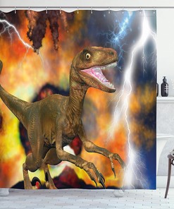 Allosaurus Fragilis Illustration Shower Curtain, Cloth Bathroom Decor