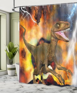 Allosaurus Fragilis Illustration Shower Curtain, Cloth Bathroom Decor