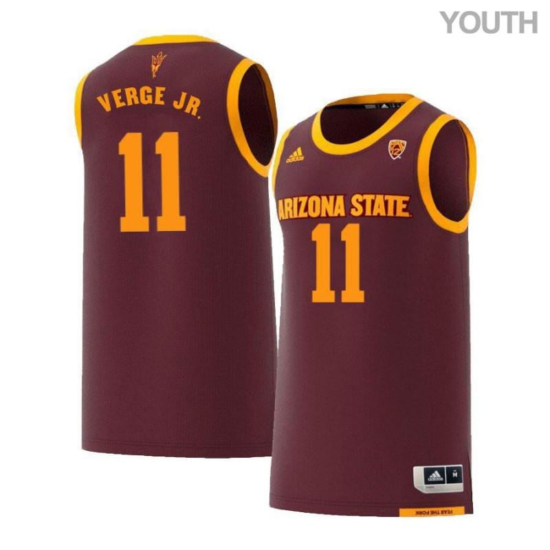 Alonzo Verge Jr. 11 Arizona State Sun Devils Retro Basketball Youth Jersey - Maroon