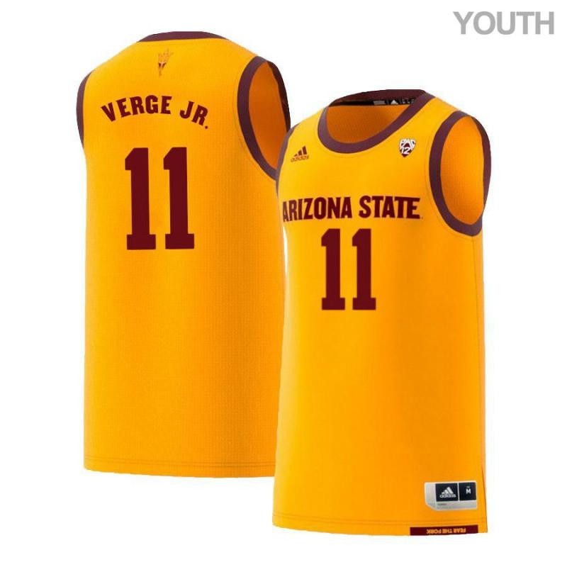 Alonzo Verge Jr. 11 Arizona State Sun Devils Retro Basketball Youth Jersey - Yellow