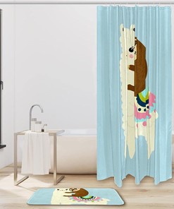 Alpaca & Sloth Shower Curtain - Cute Bathroom Decor