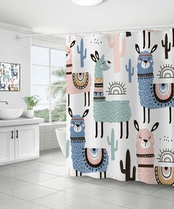 Alpaca Waterproof Shower Curtain - Home Decor Gift