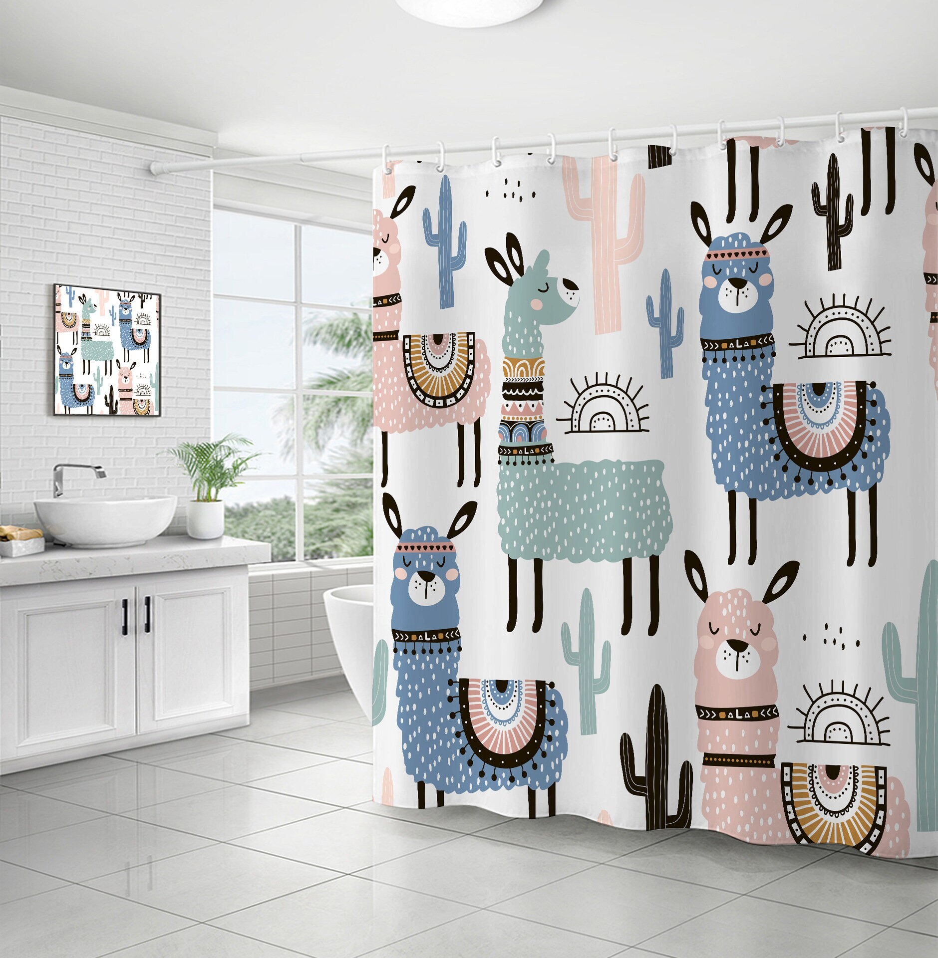 Alpaca Waterproof Shower Curtain - Home Decor Gift