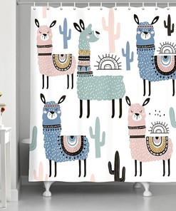 Alpaca Waterproof Shower Curtain - Home Decor Gift