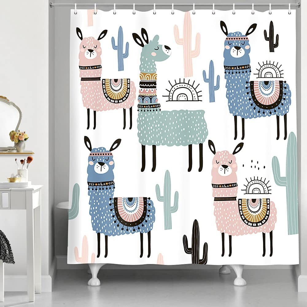Alpaca Waterproof Shower Curtain - Home Decor Gift