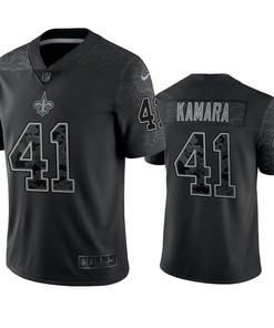 Alvin Kamara 41 New Orleans Saints Black Reflective Limited Jersey - Men