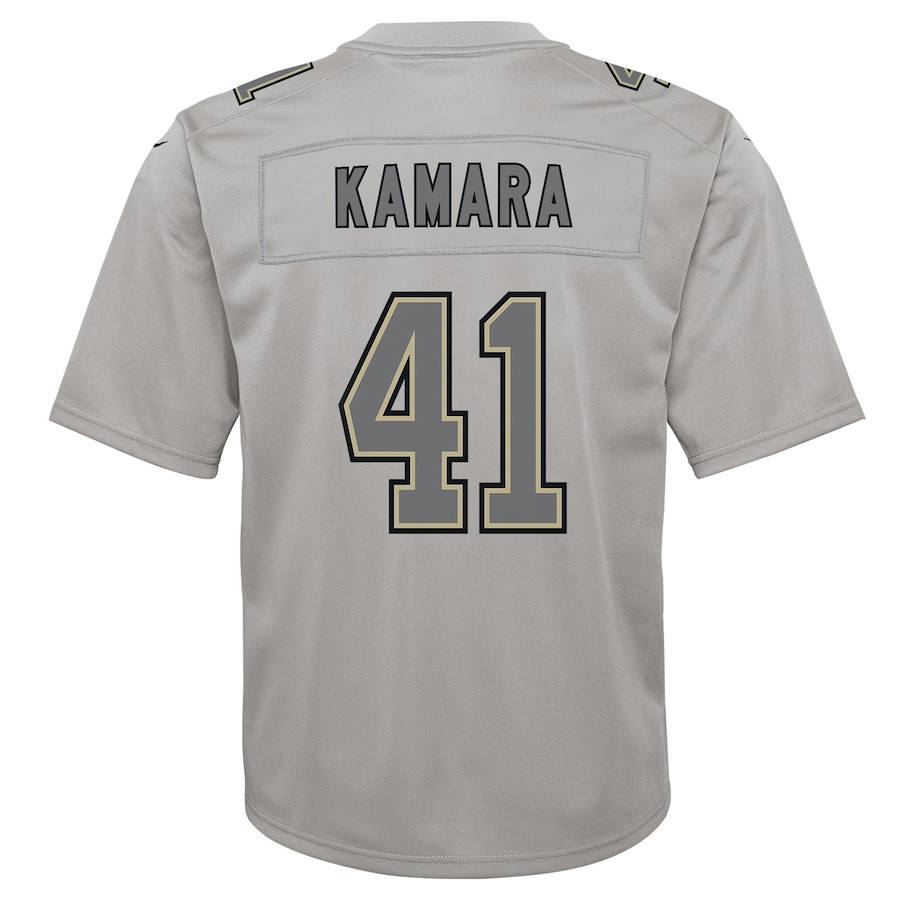 Alvin Kamara 41 New Orleans Saints Youth Atmosphere Game Jersey - Gray