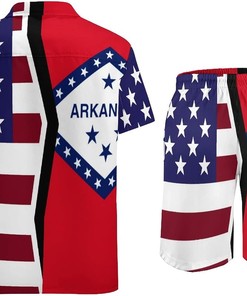 American And Arkansas State Flag Hawaiian Shirt