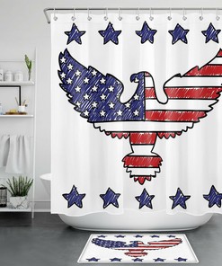 American Bald Eagle Blue Shower Curtain for a National Pride Bathroom Decor