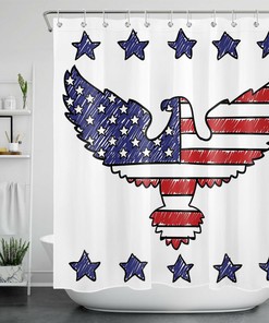 American Bald Eagle Blue Shower Curtain for a National Pride Bathroom Decor