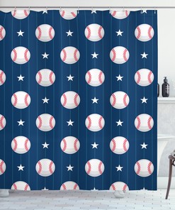 American Baseball Stars Pattern Shower Curtain for a Sporty Bathroom Decor