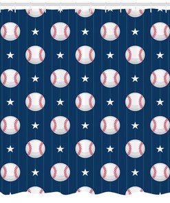 American Baseball Stars Pattern Shower Curtain for a Sporty Bathroom Decor