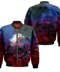 American Eagles Bomber Jacket Coconut Tree Tropical Grunge - NCAA