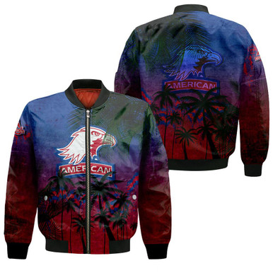 American Eagles Bomber Jacket Coconut Tree Tropical Grunge - NCAA