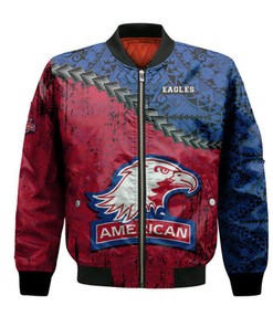 American Eagles Bomber Jacket Grunge Polynesian Tattoo- NCAA