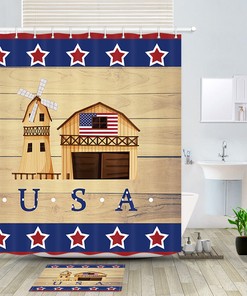 American Farm and Stars Shower Curtain for a Country Bathroom Decor