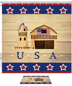 American Farm and Stars Shower Curtain for a Country Bathroom Decor