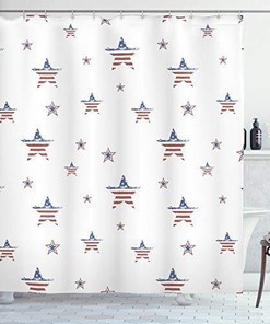 American Flag Motif 4th of July Shower Curtain Set for Patriotic Bathroom Decor