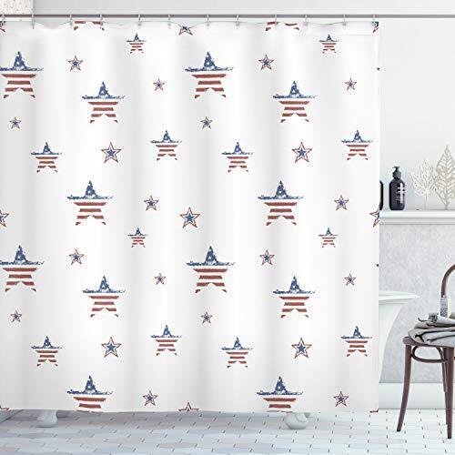 American Flag Motif 4th of July Shower Curtain Set for Patriotic Bathroom Decor