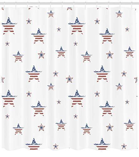 American Flag Motif 4th of July Shower Curtain Set for Patriotic Bathroom Decor