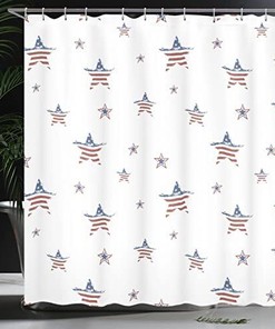 American Flag Motif 4th of July Shower Curtain Set for Patriotic Bathroom Decor