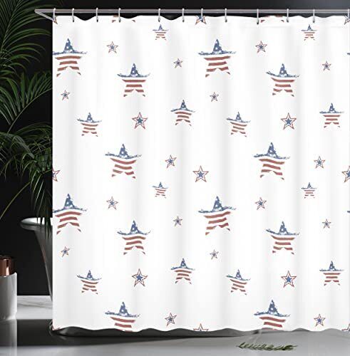 American Flag Motif 4th of July Shower Curtain Set for Patriotic Bathroom Decor