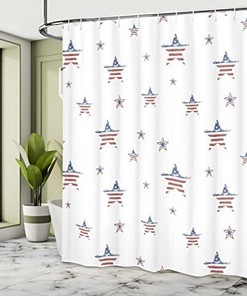 American Flag Motif 4th of July Shower Curtain Set for Patriotic Bathroom Decor