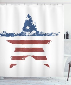 American Flag Stars and Stripes Print Shower Curtain for a Patriotic Bathroom Decor