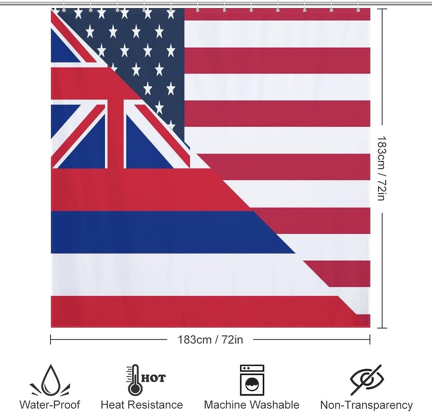 American Hawaii State Flag Shower Curtain for a Patriotic Bathroom Decor