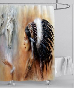 American Indian Woman Shower Curtain with Cute Decor for a Modern Bathroom