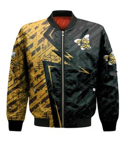 American International Yellow Jackets Bomber Abstract Pattern Sport- NCAA