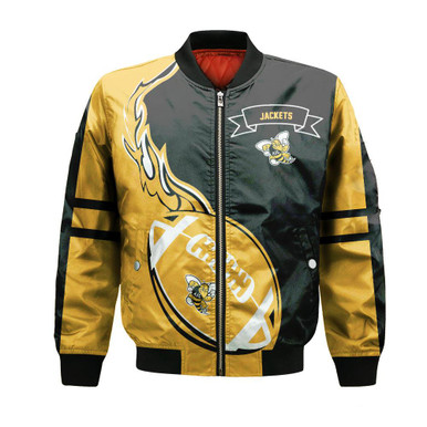 American International Yellow Jackets Bomber Jacket Flame Ball - NCAA