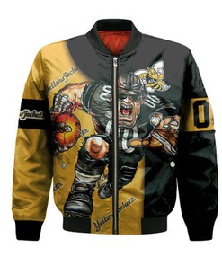 American International Yellow Jackets Bomber Jacket Football Go On - NCAA