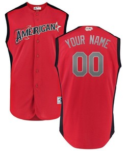 American League Majestic 2019 Mlb All-star Game Workout Custom Jersey Red/navy