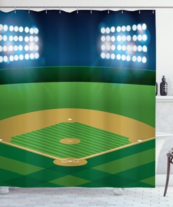 American Sports Design Baseball Shower Curtain for Sports Bathroom Decor 