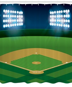 American Sports Design Baseball Shower Curtain for Sports Bathroom Decor 
