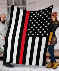 American Usa Flag Red Stripe Firefighter Blanket