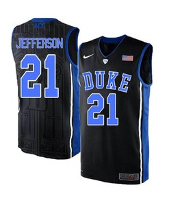 Amile Jefferson 21 Duke Blue Devils Elite Basketball Men Jersey - Black Blue
