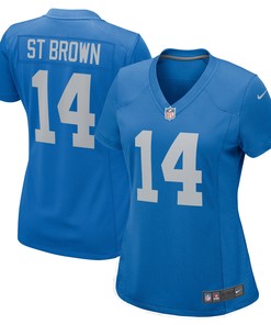 Amon Ra St Brown Detroit Lions Womens Player Game Jersey Blue Nfl