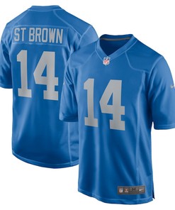 Amon-Ra St. Brown 14 Detroit Lions Player Game Jersey - Blue