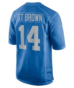 Amon-Ra St. Brown 14 Detroit Lions Player Game Jersey - Blue